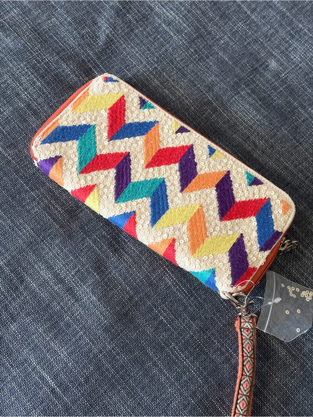 America & Beyond Chevron Sequined Long Wallet